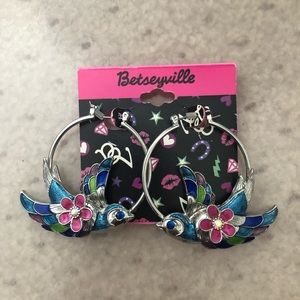Betsyville Hummingbird Hoop Earrings NWT